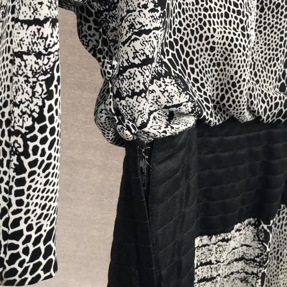 VINTAGE 80s black and white Print Dress - Picture 7 of 13